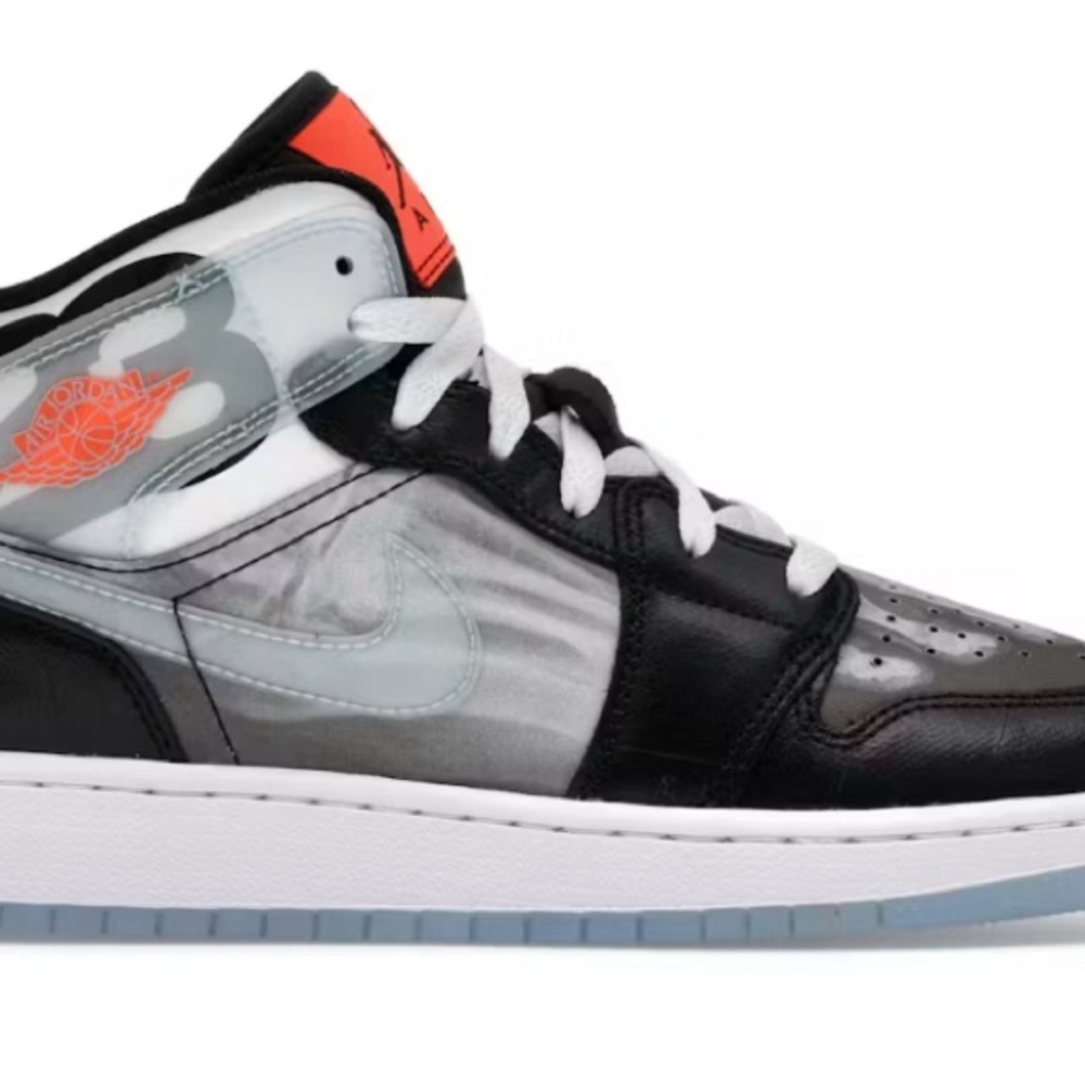 Kids Jordan Mid X Ray Black and Gray Sneakers